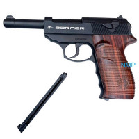 Borner P38, C41 Co2 Air Pistol None-Blowback 4.5mm Steel BBS Metal Black