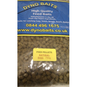 NATURAL FLAVOUR FEEDER PELLETS 6mm DYNO BAITS 750g bag