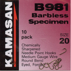 Kamasan B981 Barbless Specimen Hook Size 20