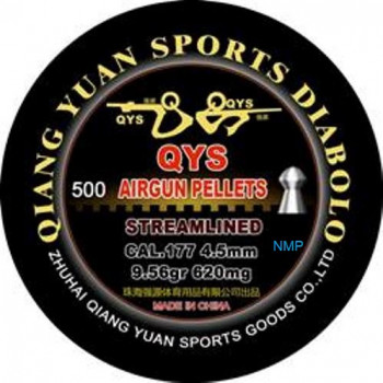 QYS FT STREAMLINED Airgun pellets .177 calibre 4.49mm 9.56 grains Metal Tin of 500 Heavy