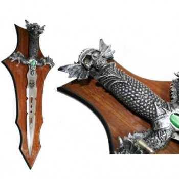 Skull and Dragon Fantasy Dagger on Plaque (SK0402)