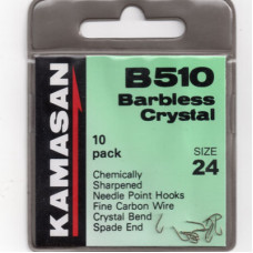 Kamasan B510 Barbless Crystal Spade end Hook Size 24