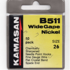 Kamasan B511 Wide Gape Spade end Nickel Hook Size 26