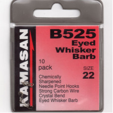 Kamasan B525 Crystal Whisker Barb EYED Hook Size 22