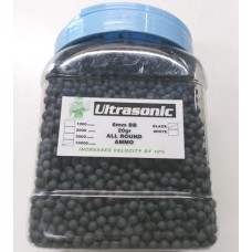 10,000 x 6mm Ultrasonic 20g Black Sniper Airsoft BB Gun Pellets in Tub with handle