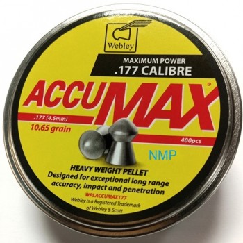 Webley AccuMAX Heavyweight Airgun Pellets 4.50mm 10.65 Grains Tin 400 .177 calibre